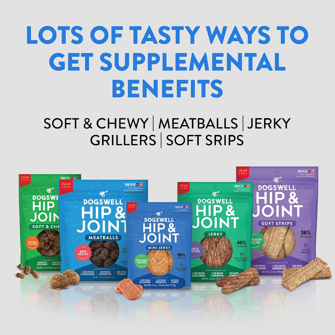 Dogswell Jerky Hip and Joint Dog Treats Grain Free Made in USA Only