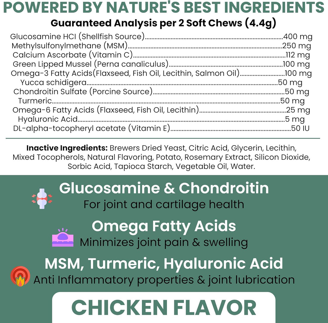 Chew + Heal Labs Glucosamine for Dogs Hip and Joint Supplement