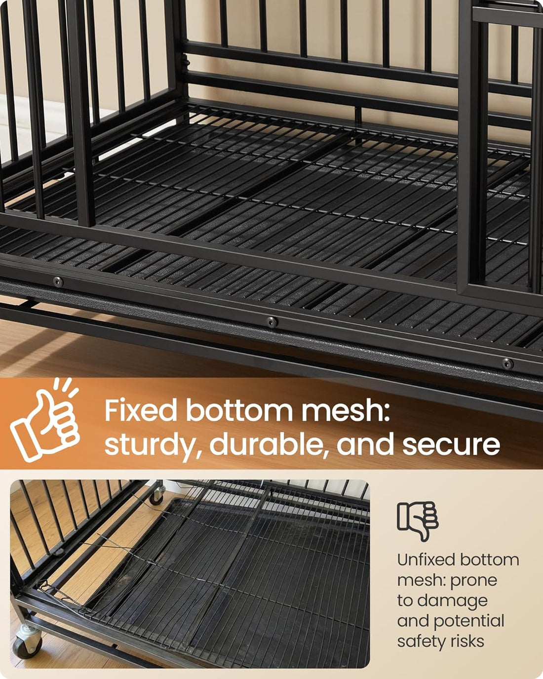Feandrea Heavy-Duty Foldable Dog Crate, 5-Minute Quick Setup