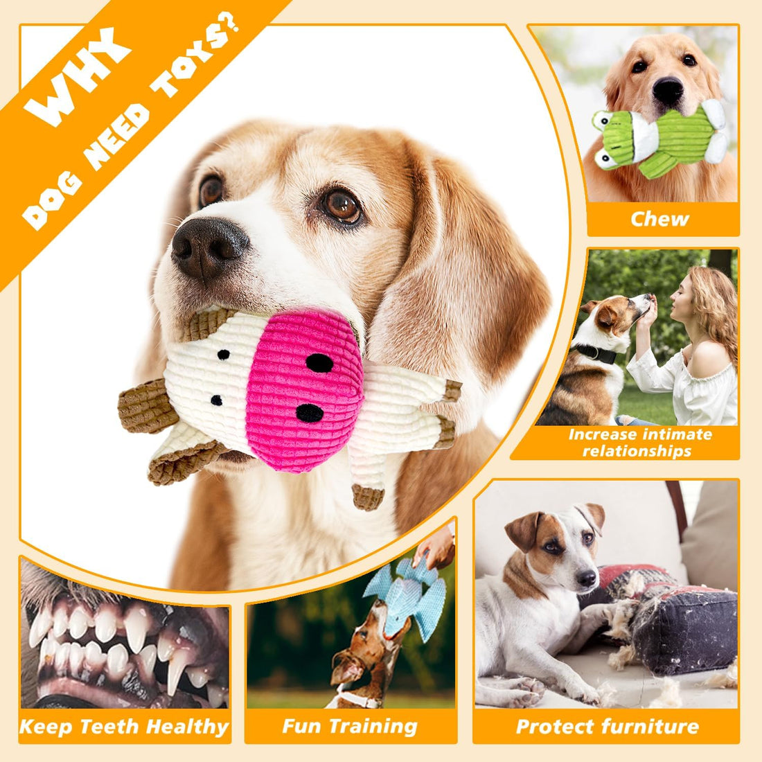 MRSOHRET 5 Pack Dog Toys Squeaky