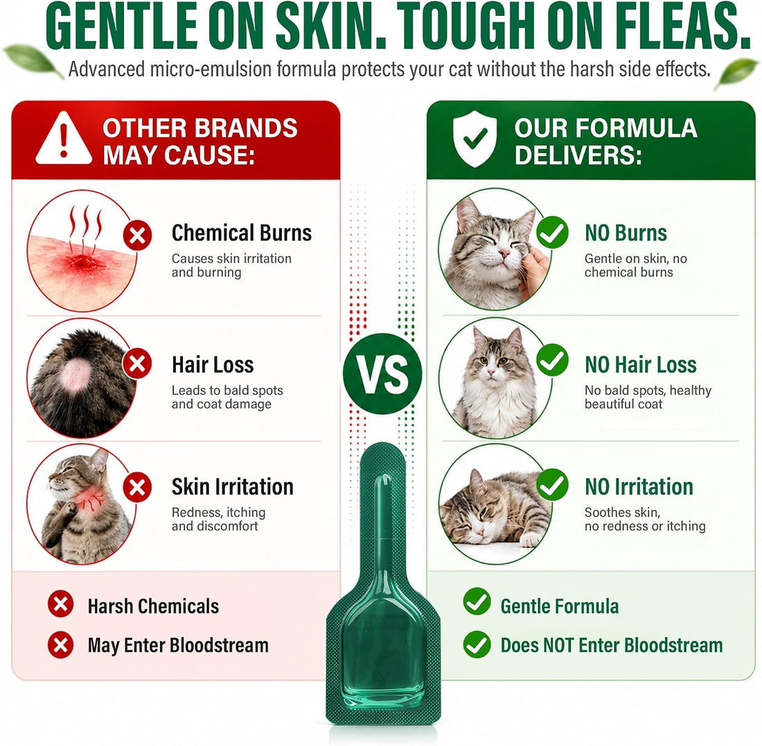 Cat Flea & Tick Topical Drops, Waterproof, 3 Doses, Cats 1.5 lbs+