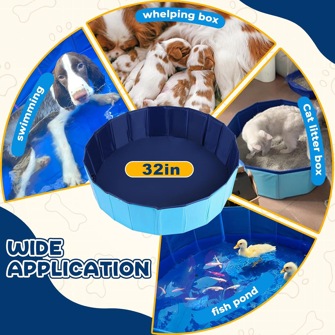 Whelping Pen for Dog, 31.5" D x 8" H Foldable Swimming Pool