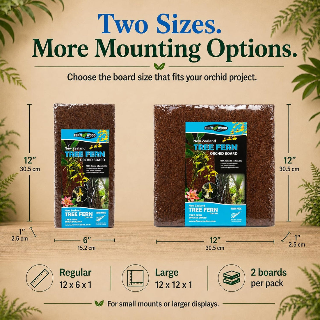Fernwood New Zealand Tree Fern Orchid Mounting Board - 2 Pack
