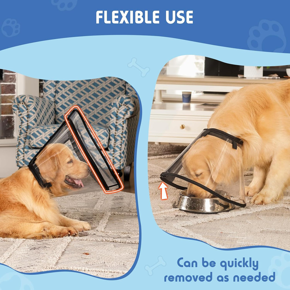 Dog Cone, Transparent Recovery Collar for Large Dogs