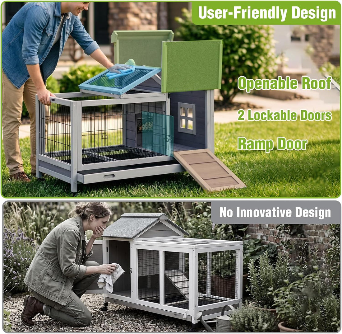 Aivituvin Rabbit Cage Indoor for 1-2 Bunnies