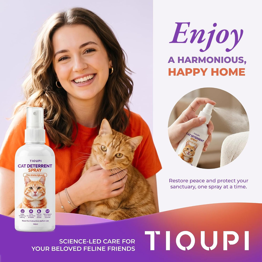 TIOUPI Cat Deterrent Spray – Natural Pheromone-Infused Anti-Scratch