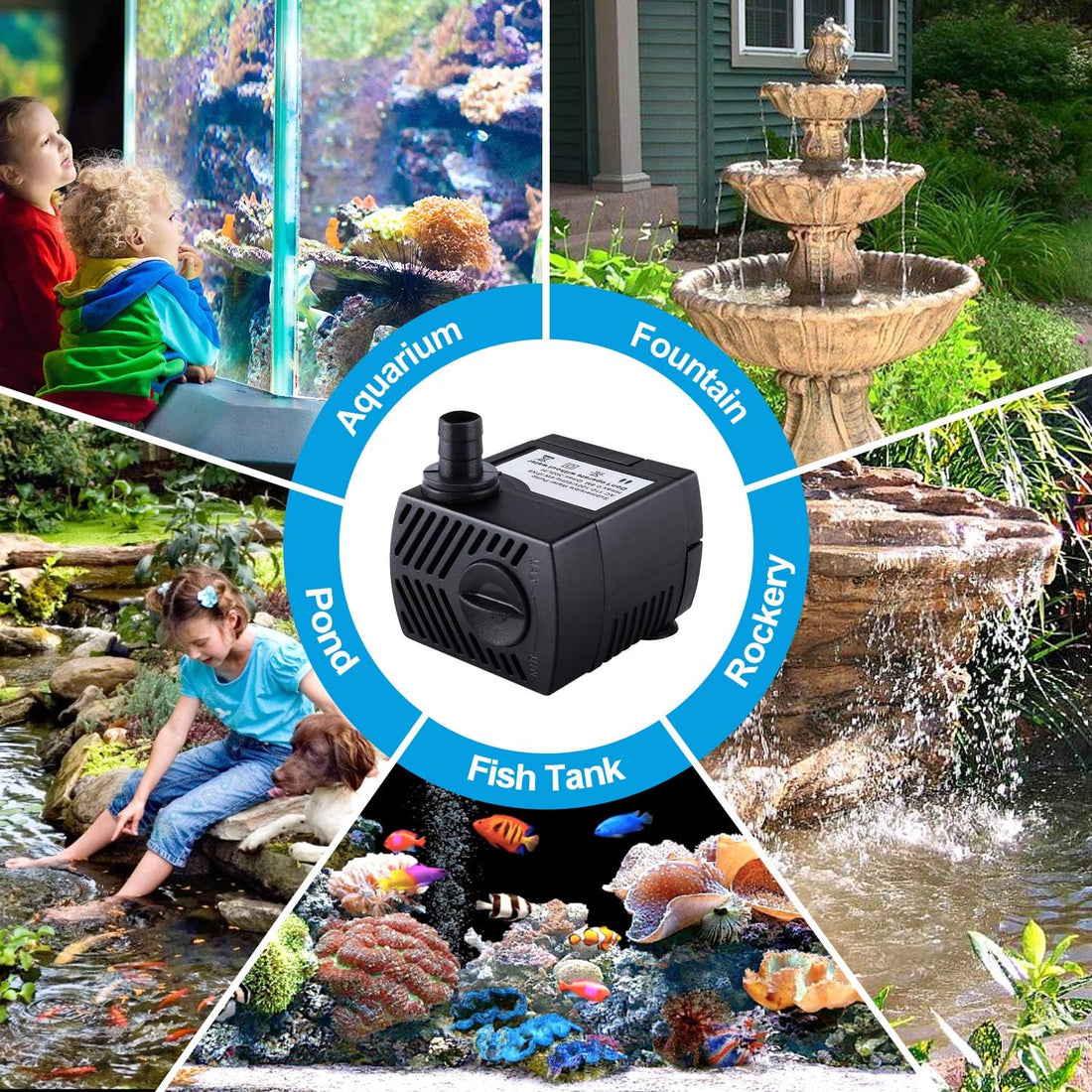 CWKJ Fountain Pump, 80GPH Submersible Water Pump