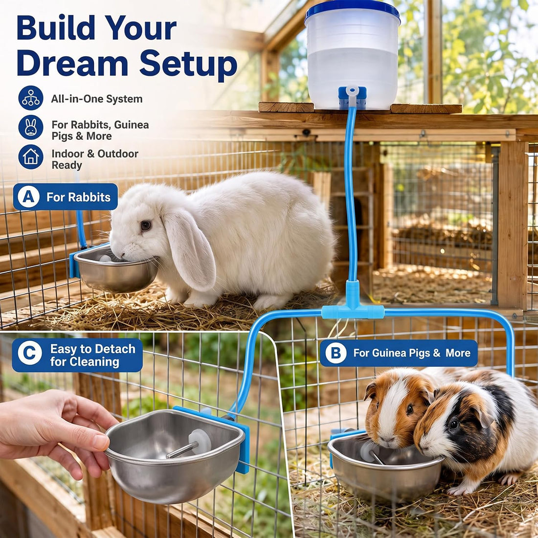 Potchen 10 Pack Rabbit Waterer Bowl