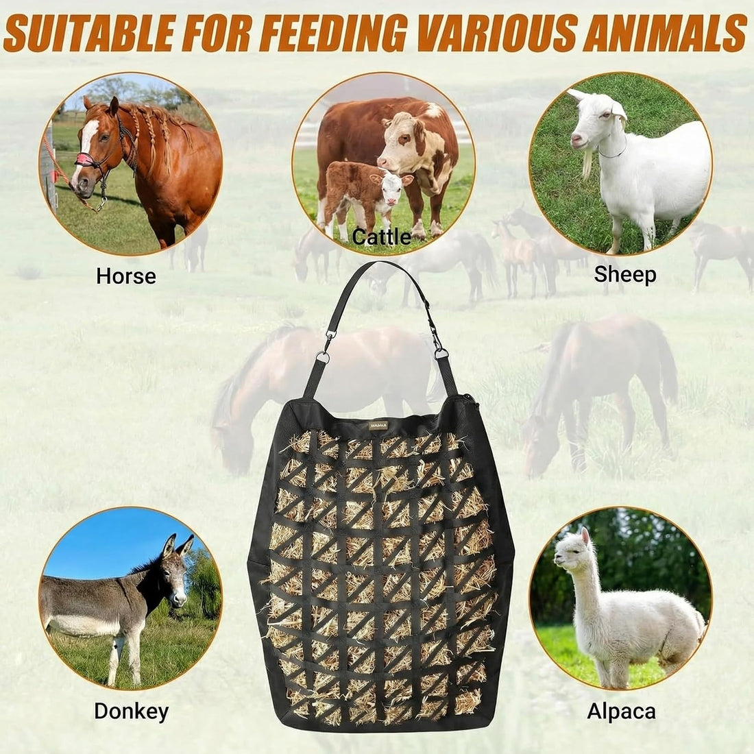 Hay Bag for Horses,Ultra-Slow Feed Hay Bag for Ground Feeding