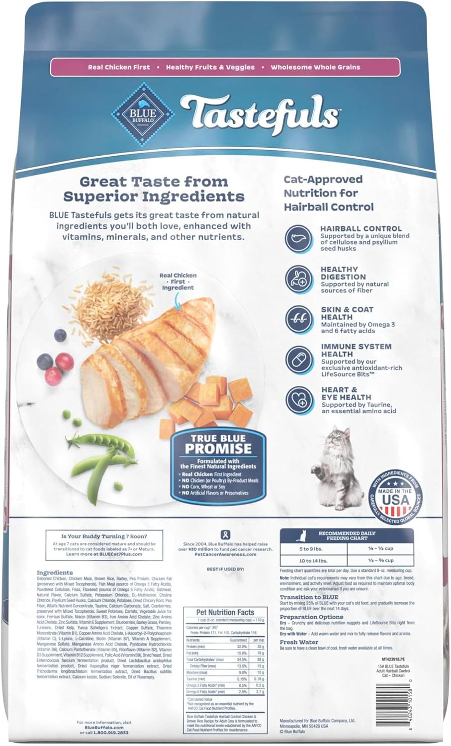 Blue Buffalo Tastefuls Chicken Adult Hairball Control Dry Cat Food