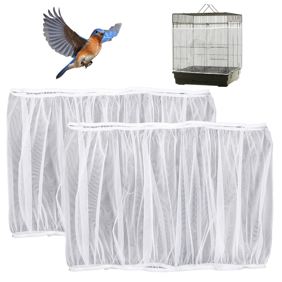 FNANJWQ 2 Pcs Bird Cage Cover Universal Bird Cage Seed Catcher