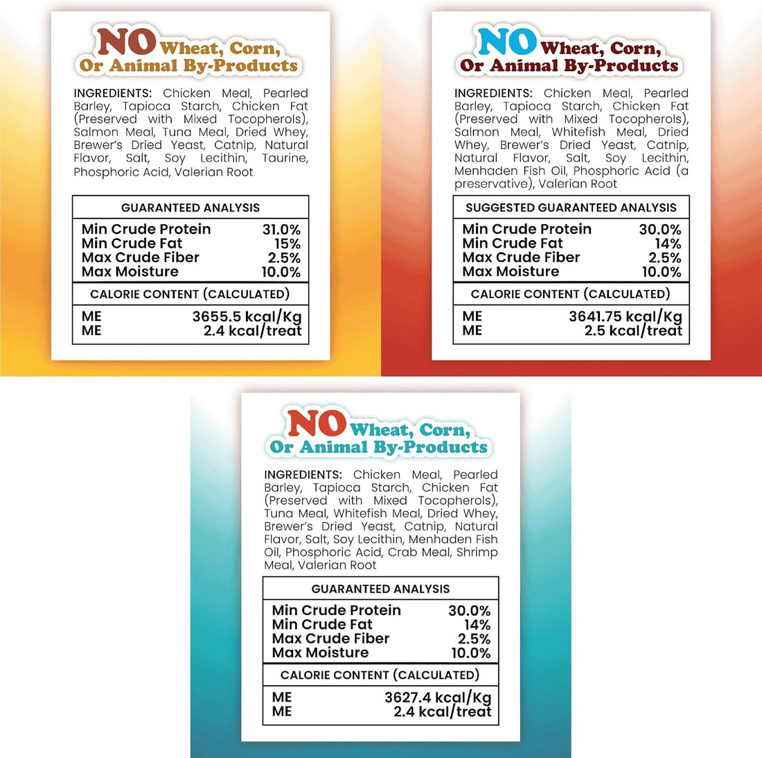 Meowijuana Crunchie Munchie Treats, Salmon Seafood & Chicken 3-Pack