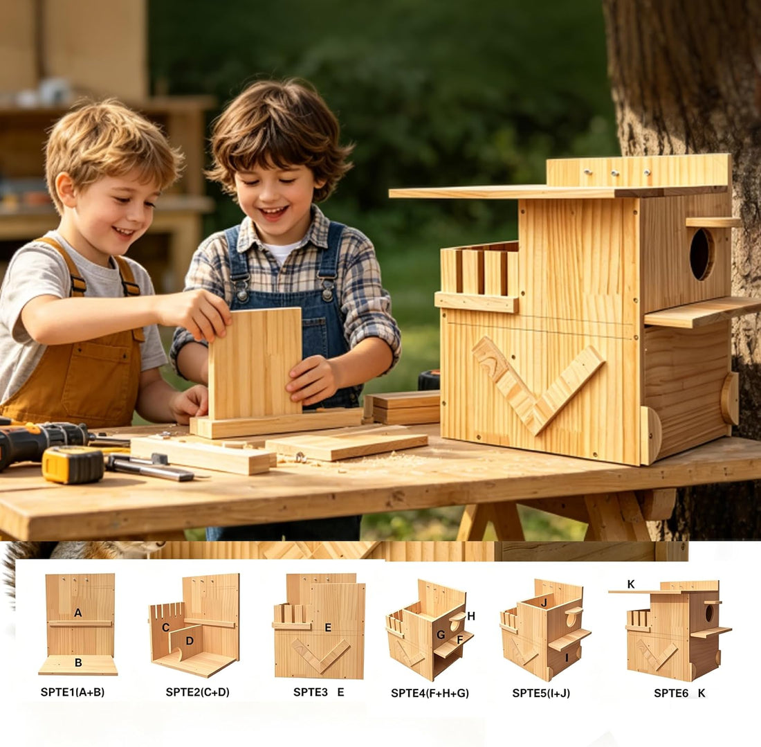 Extra-Large 3-Chamber Squirrel Nesting Box with Dual Platforms