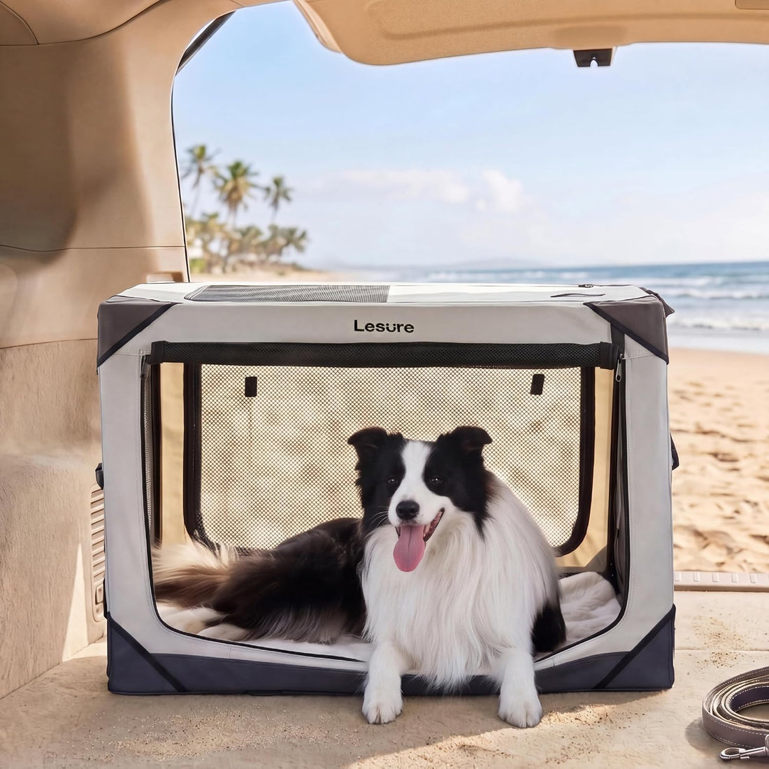 Lesure Collapsible Dog Crate - Portable Travel Kennel for Large Dog