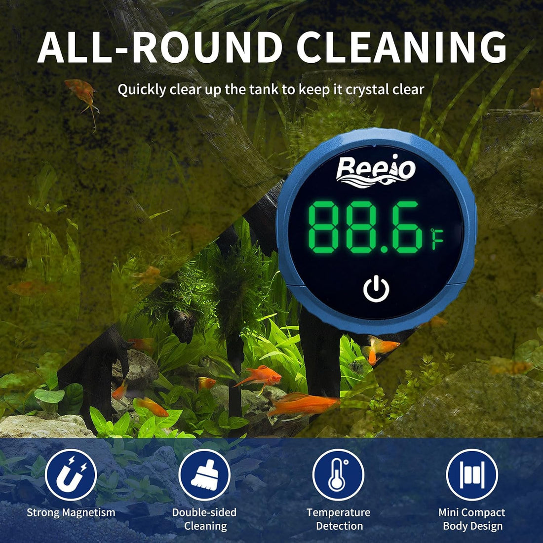 Beejo Fish Tank Magnetic Glass Cleaner with Digital Aquarium