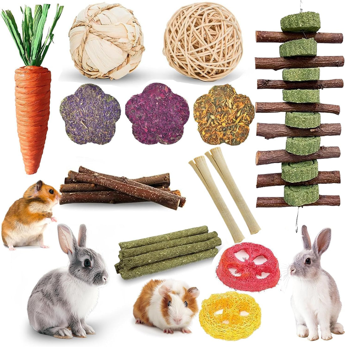 WDEFUN 21PCS Rabbit Chew Toys for Teeth Grinding