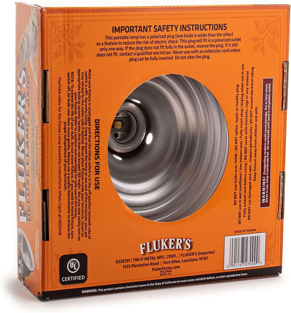 Fluker's Repta-Clamp Lamp, Heavy Duty Clamp Light For Reptile Tanks