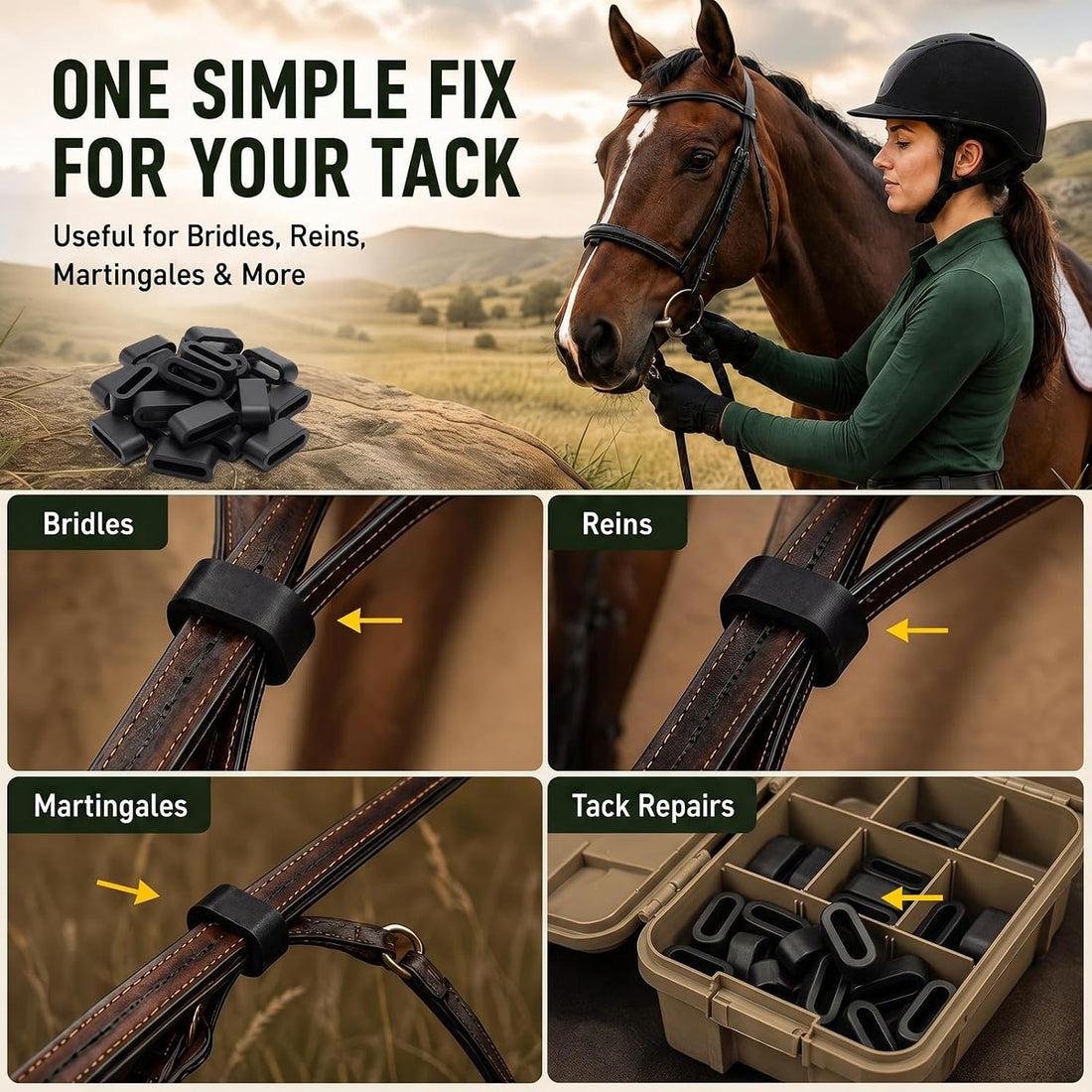 Hsei 20 Pack Rubber Bridle Keepers