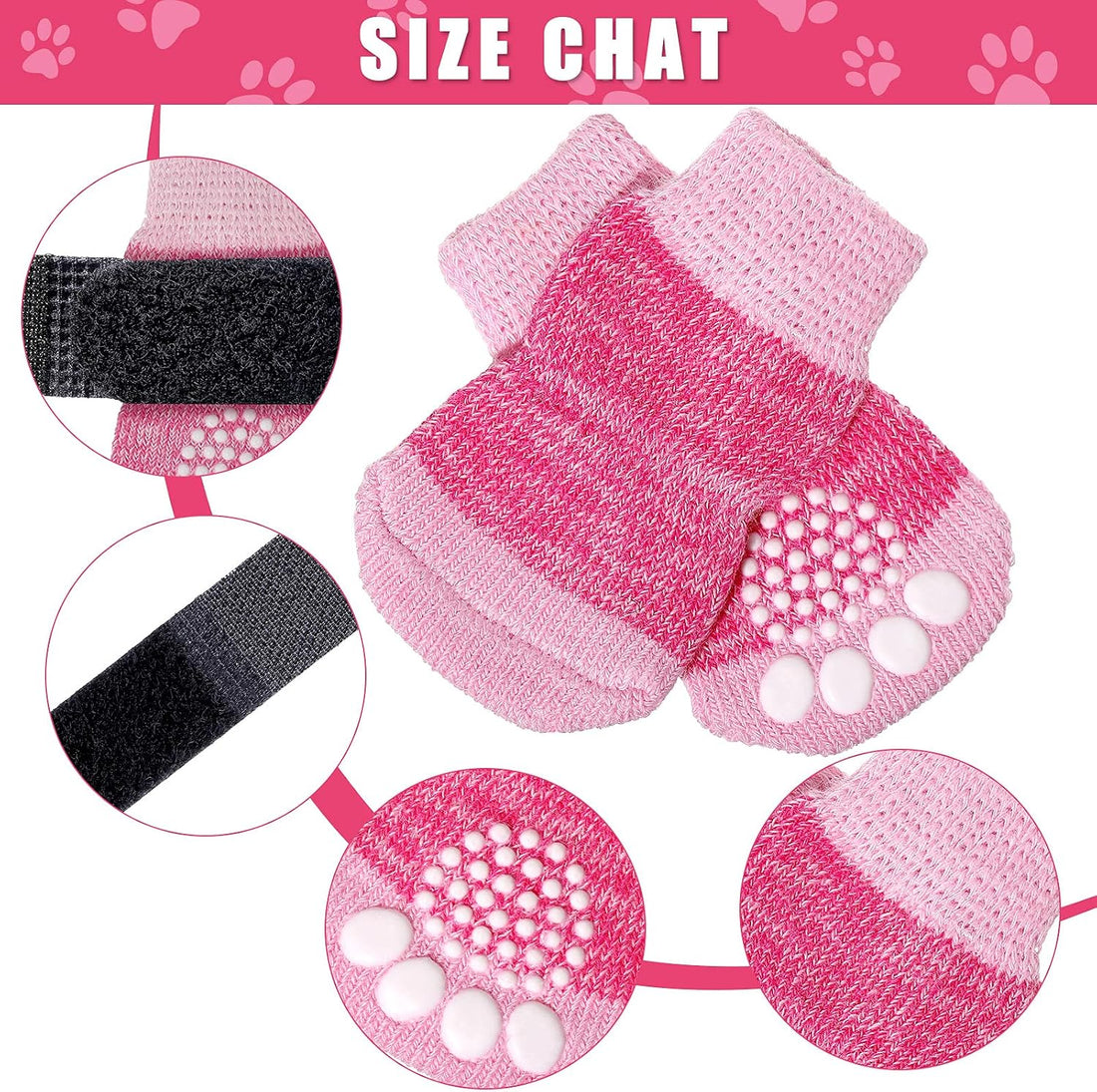 Frienda 8 Pcs Anti-Slip Dog Socks for Small Dogs and Cats