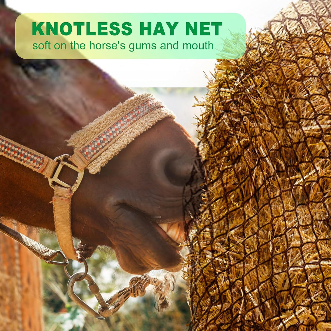 TONGMO 5x5 ft Round Bale Hay Net for Horses & Livestock