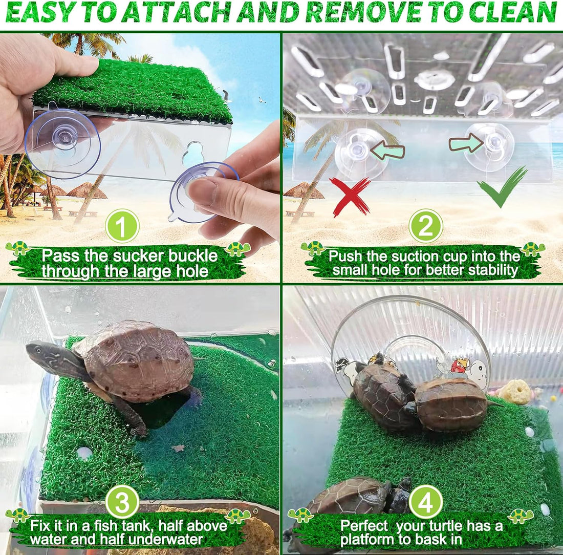 Keedolla Small Turtle Basking Platform Simulation Grass Turtle Ramp