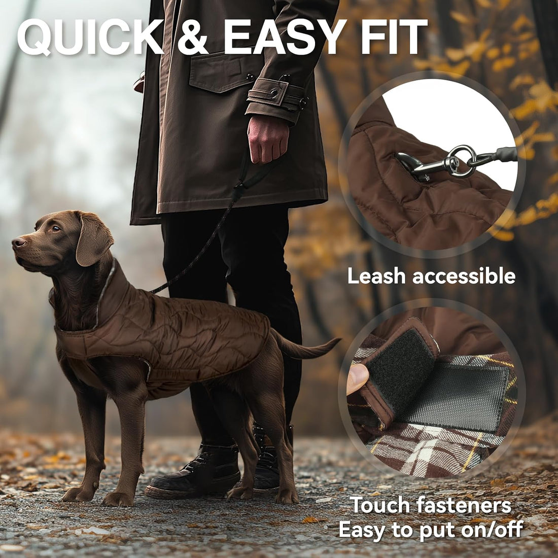 VIVAGLORY Dog Winter Coat Softjoy Warm Dog Jacket, S, Coffee