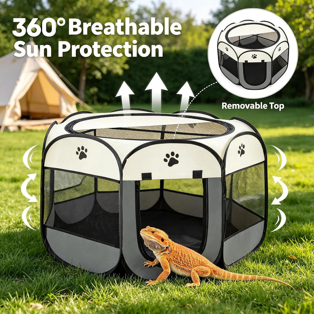Bearded Dragon Playpen, Foldable Portable Reptile Exercise Pen