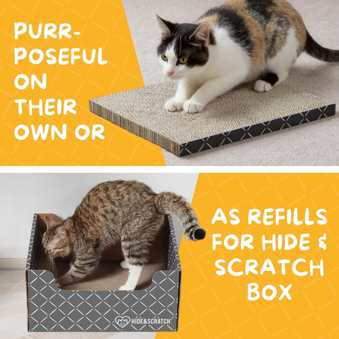 Hide & Scratch Cat Scratcher Refill Pads 4 Pack Double Sided Cardboard