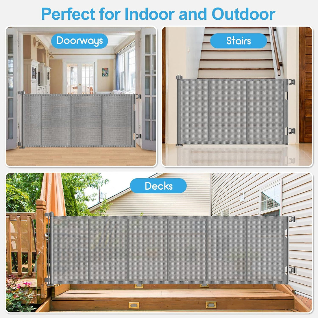 Upgrade 120 inch Retractable Baby Gates