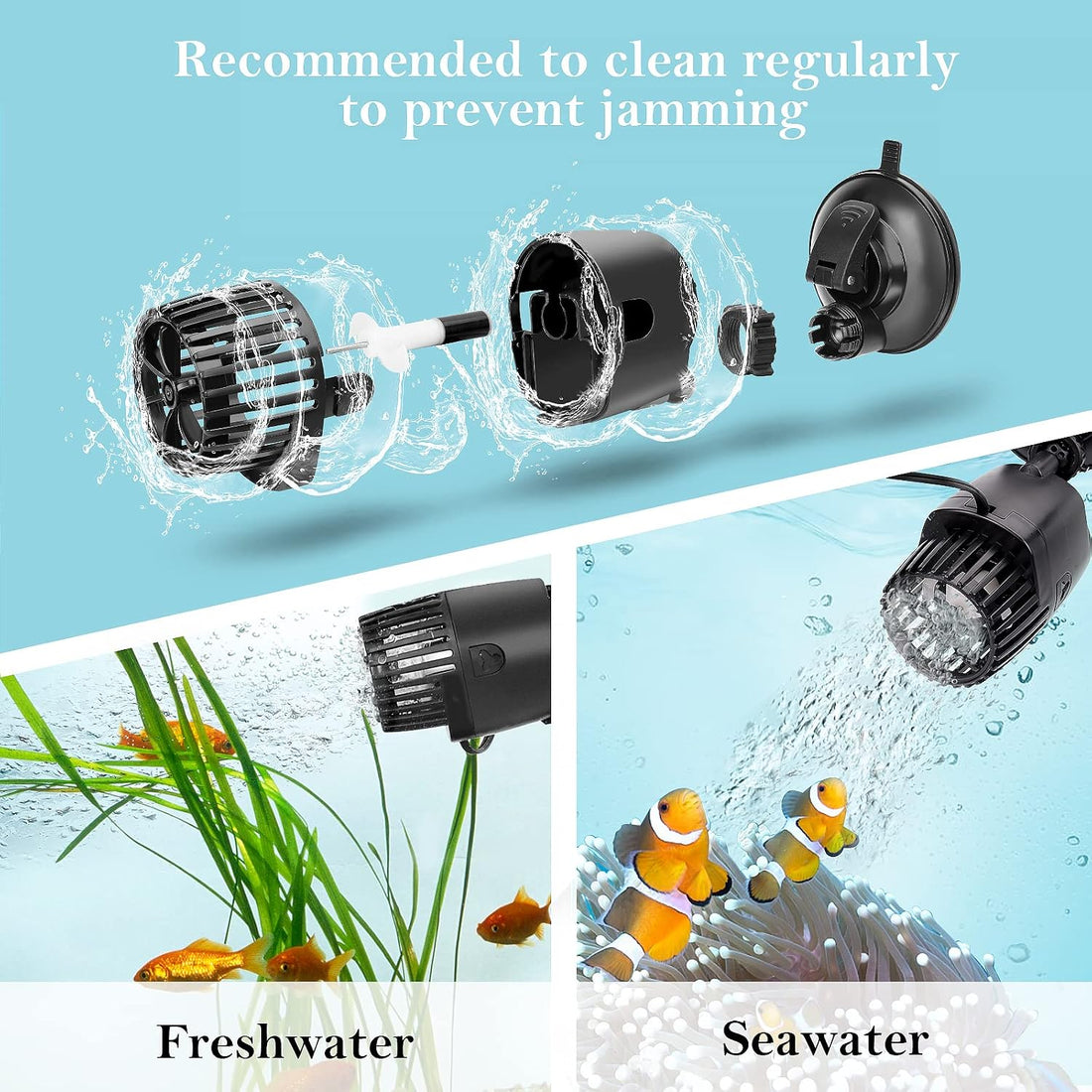 AQQA Aquarium Wave Maker for 80-285 Gallon, Fish Tank Powerhead Pump