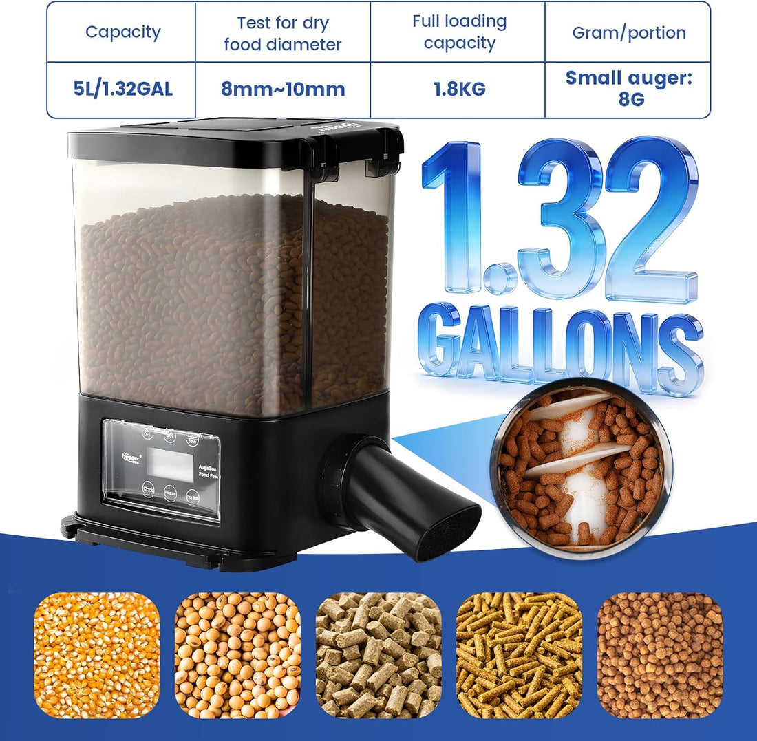 hygger 5L Solar Rechargeable Fish Feeder