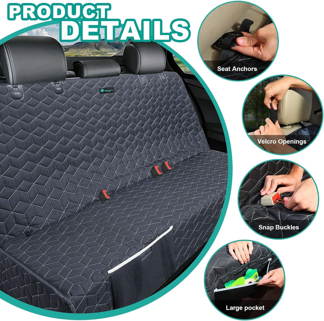 Meginc Dog Car Seat Covers for Back Seat,Waterproof Pet Bench Seat