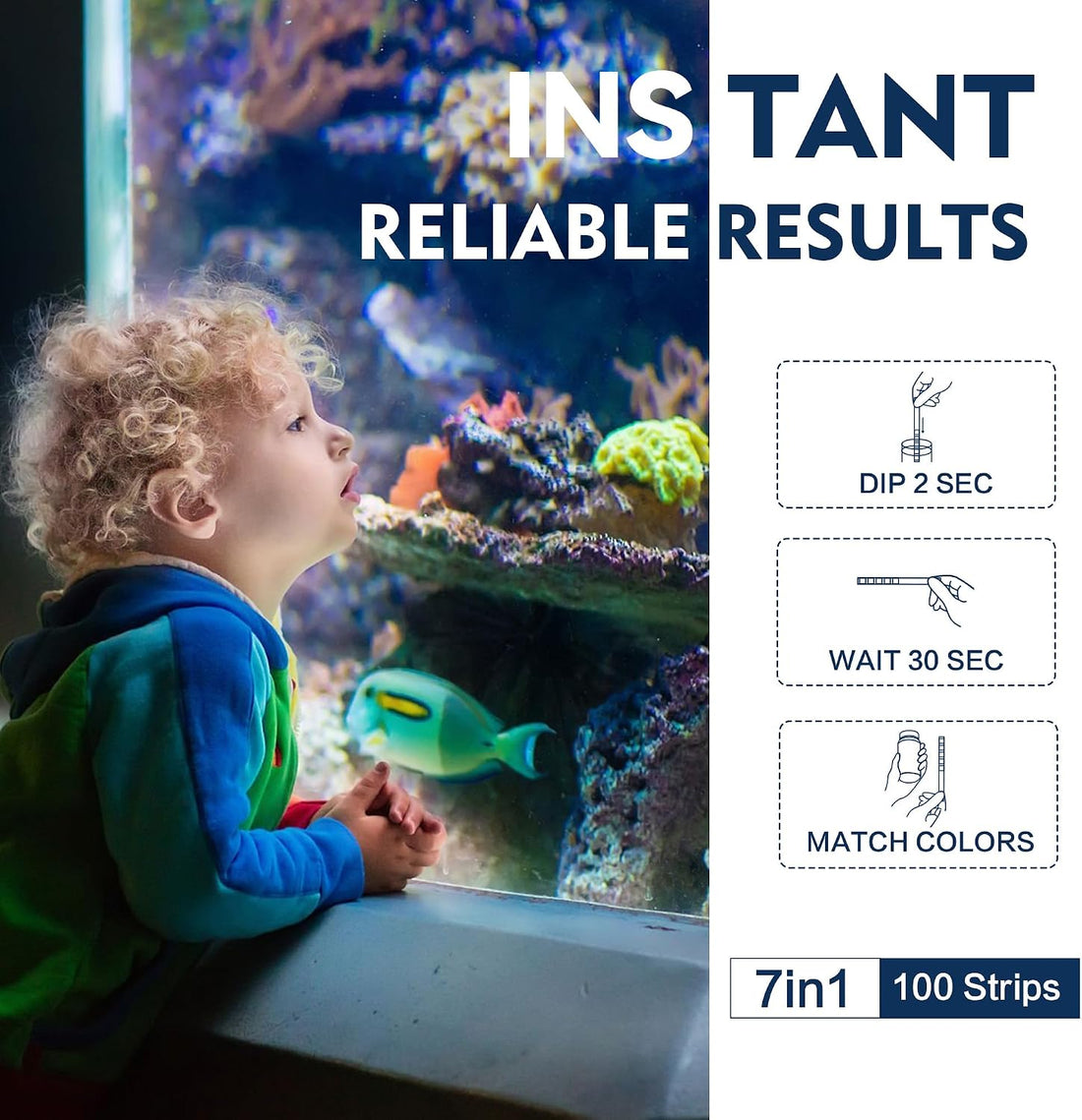 Aquarium Test Strips,7-Way Freshwater Saltwater Fish Tank Pond Test