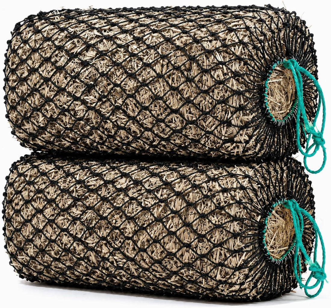 2 Pack Slow Feeder Hay Net Square Bale PE Hay Nets Bags for Horses