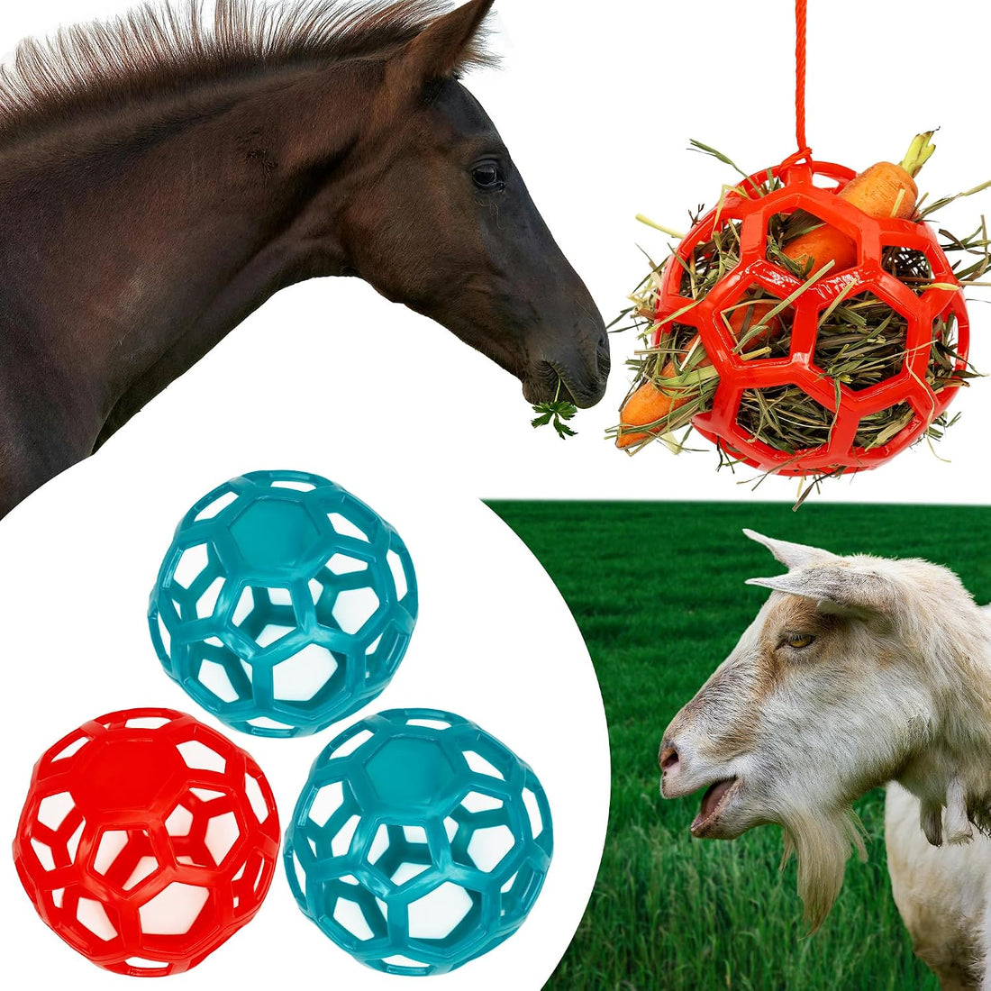 mayoken® 4 Pack Harden Horse Treat Ball Hay Feeder Toy