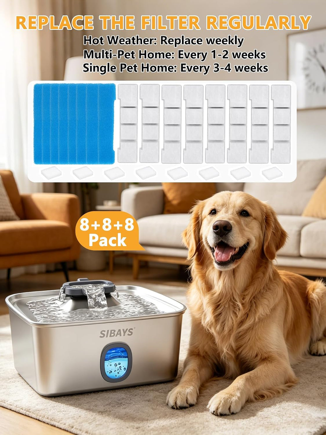 SIBAYS Dog Water Fountain Filter Replacement