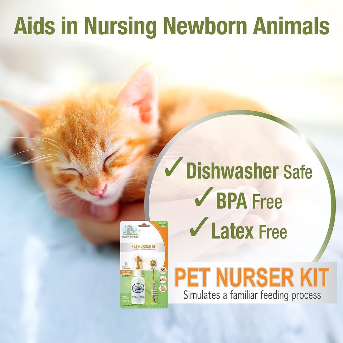 Four Paws Pet Nursing Kit, Feeding Bottle and Brush for Kittens
