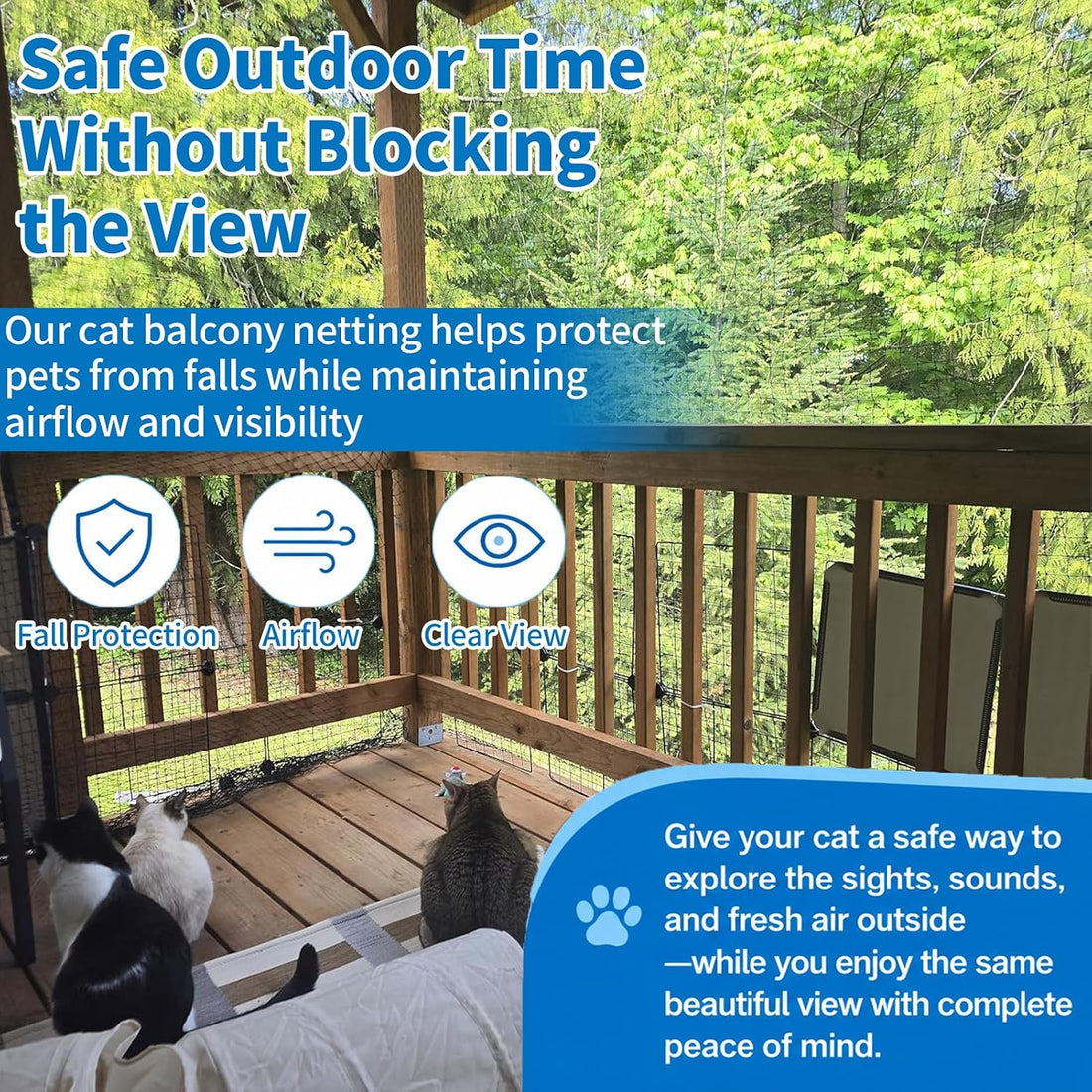 10X26FT Cat Netting Balcony Protection, Anti-Fall Safety Net for Pets