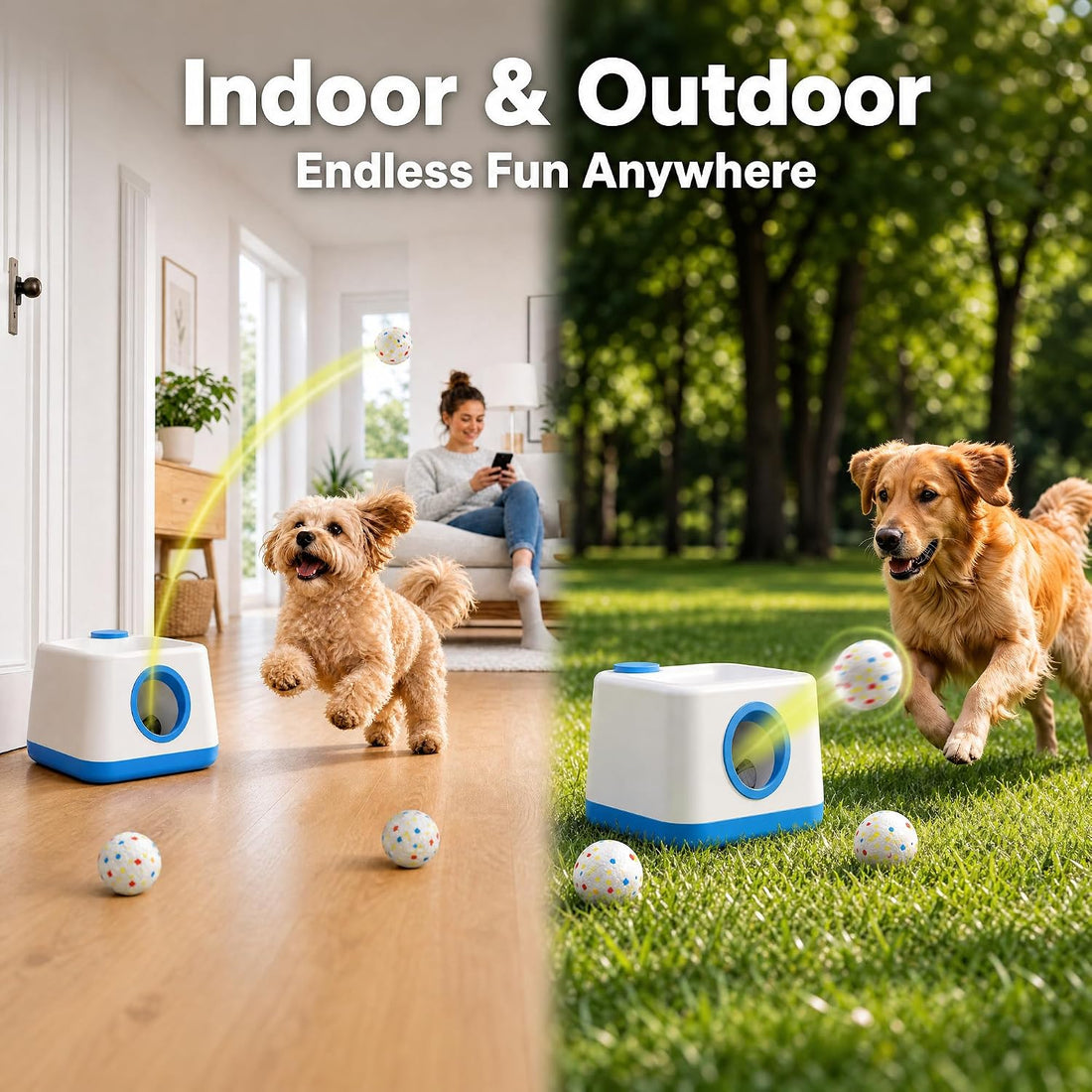 Automatic Dog Ball Launcher for Small Dogs, Interactive Fetch Toy