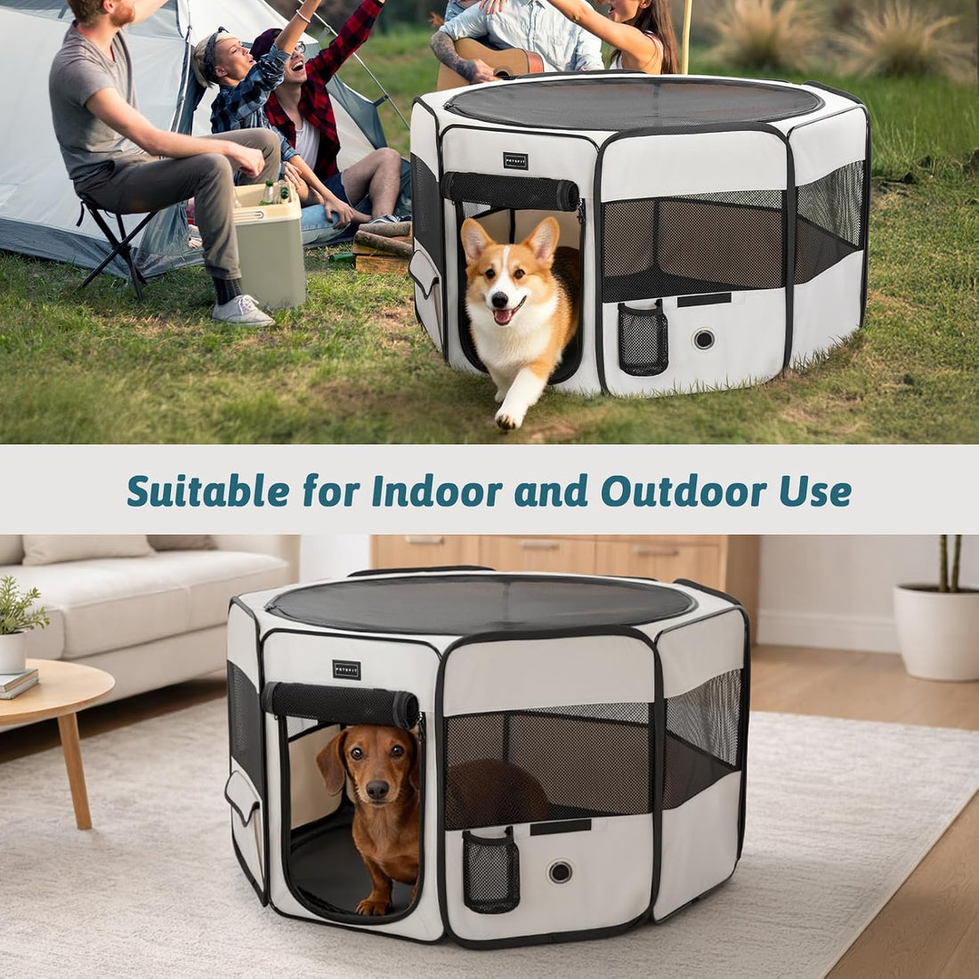PETSFIT Portable Dog Playpen,36" Dog Play Pen Indoors with Removable