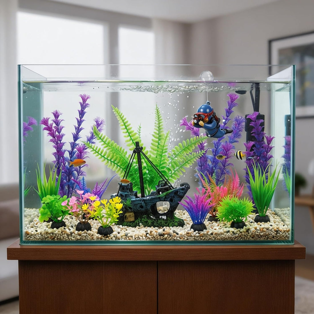 Ameliade Fish Tank Decorations & Aquarium Plastic Plants Accessories