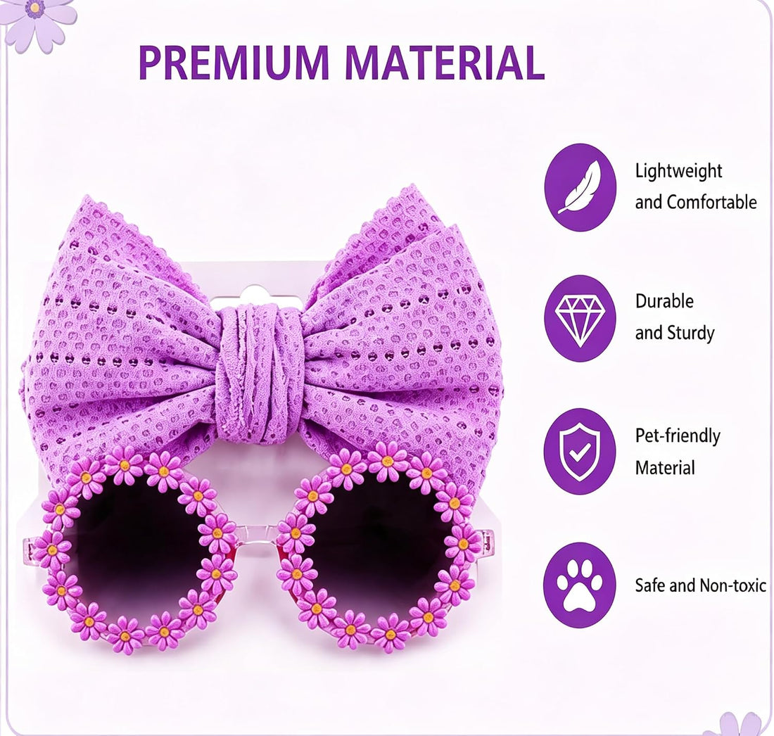 Purple Dog Headband Dog Sunglasses Cute Cat Headband Bow Accessories