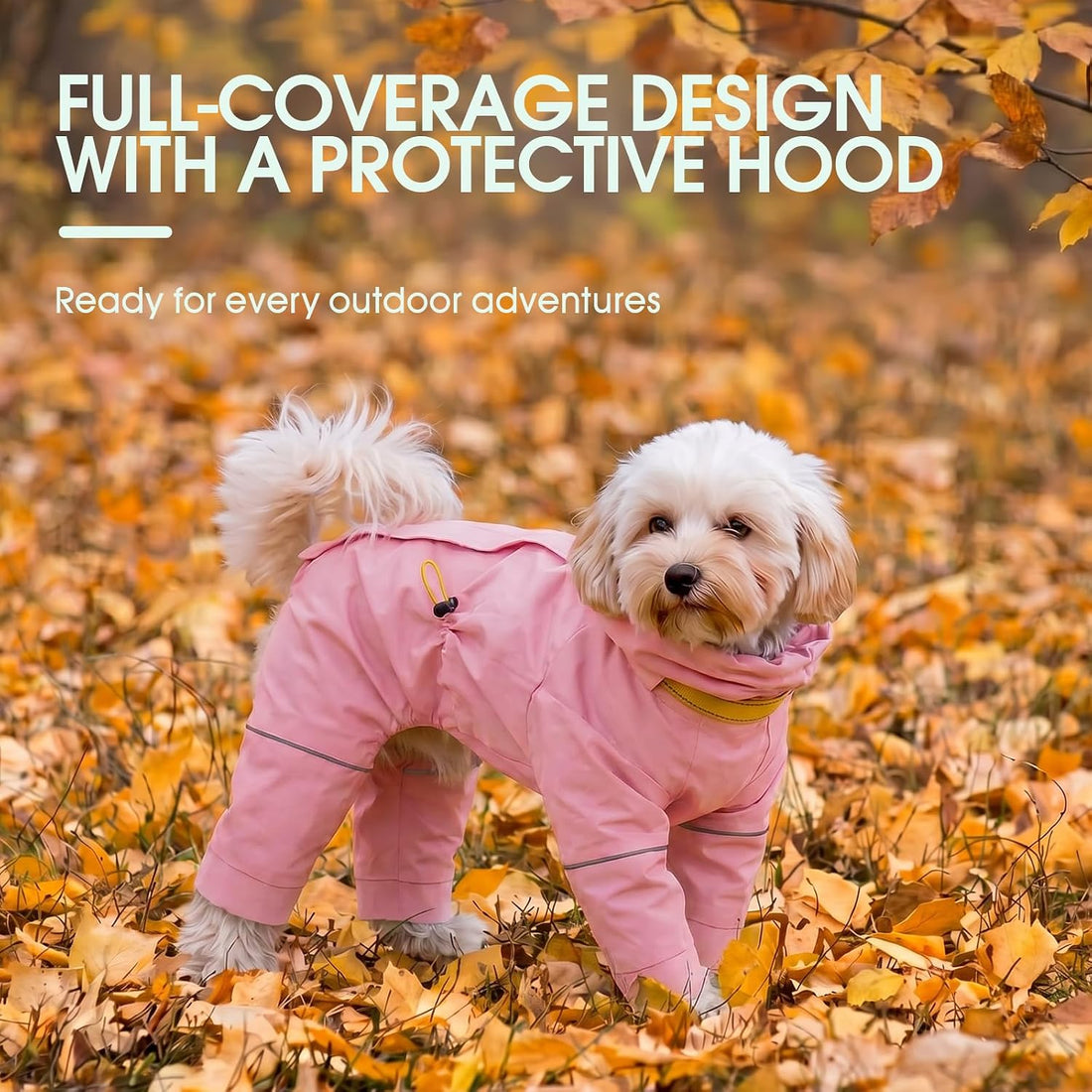 Kouser Waterproof Full-Body Coverage Dog Raincoat, Pink XL