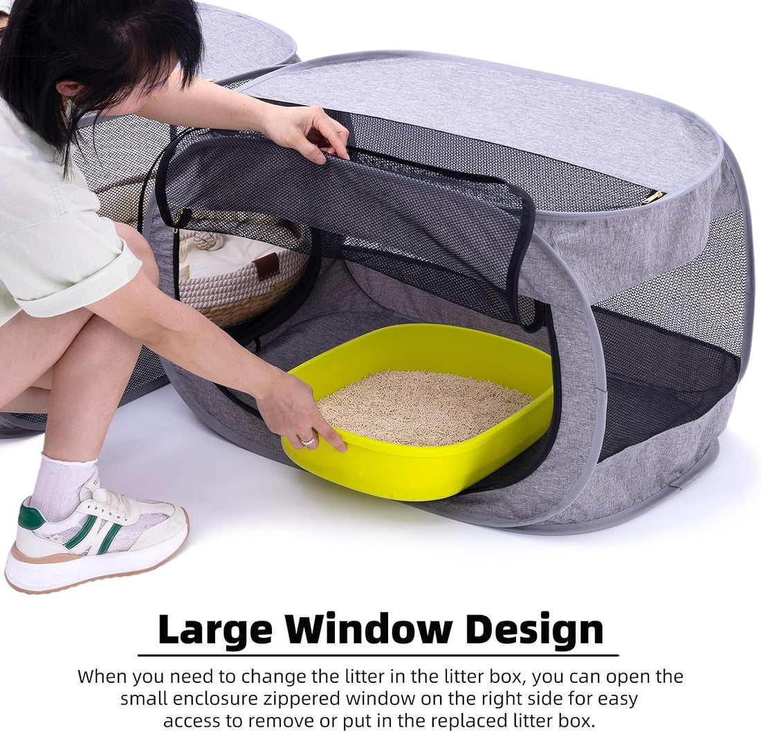 NAFU Corner Cat Playpen with Litter Box Compartment for Indoor Use