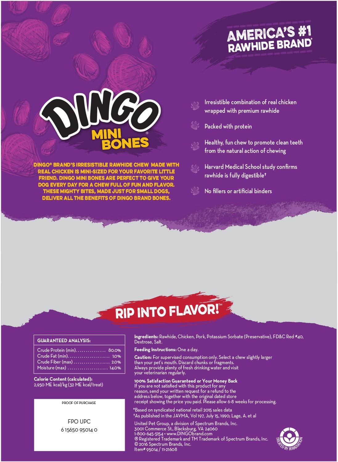 Dingo Mini Bone Rawhide Dog Treat For Small Dogs, 21 Count