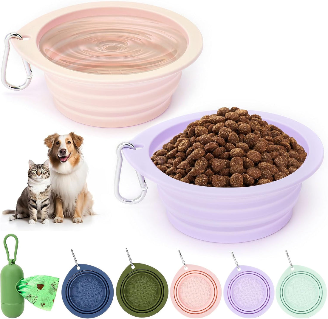 sonluk 3 Pack Collapsible Dog Bowls,Pet Bowls with Pet Poop Bag