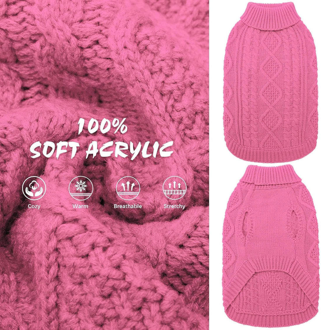 BINGPET Thermal Knitted Dog Sweater for Small Medium Large