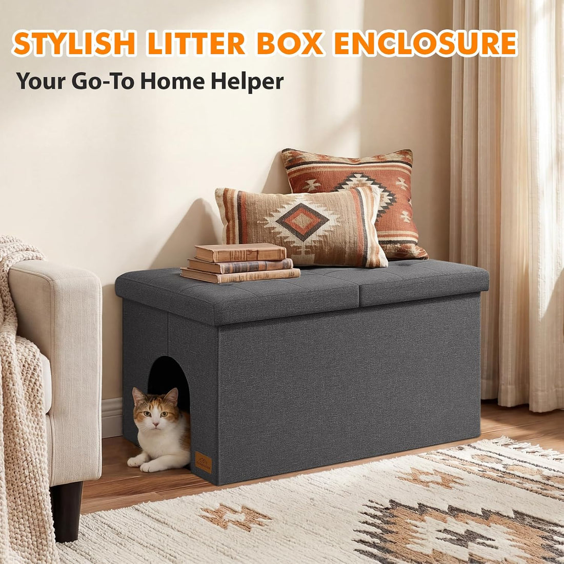 Zerbuger Cat Litter Box Enclosure Furniture for Odor Control