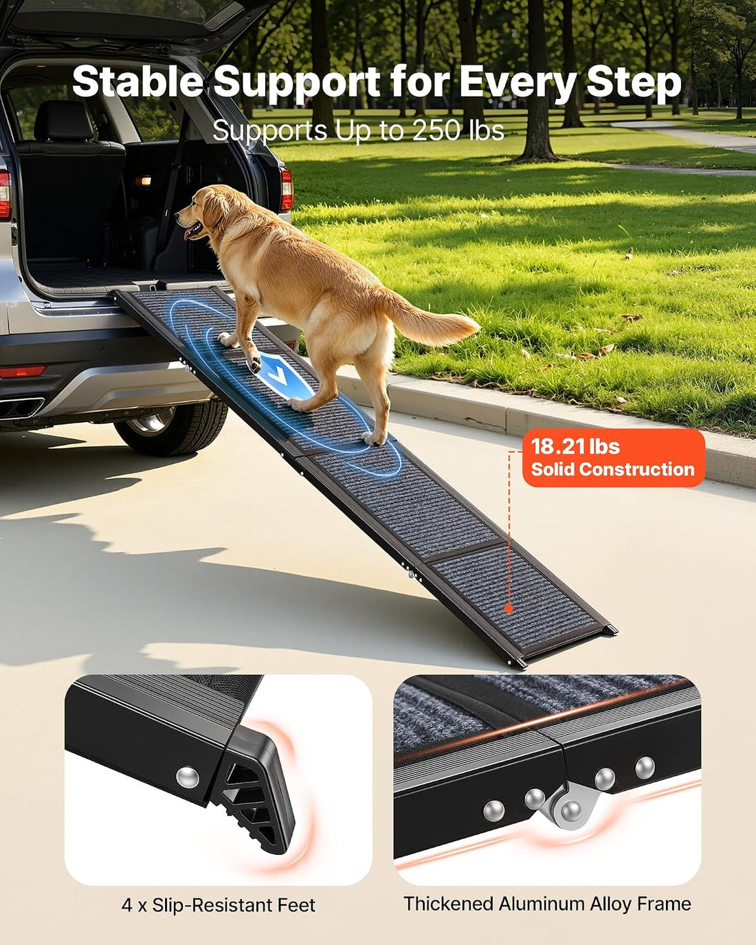 VEVOR Dog Ramp for Cars, 71" L x 17" W