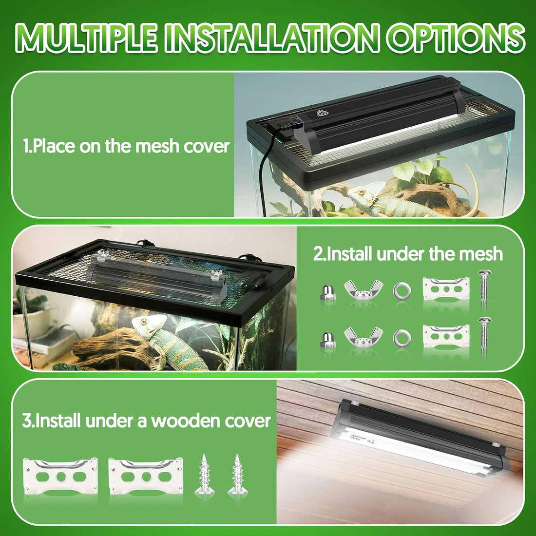 QZQ T5 10.0 UVB Reptile Light Fixture Combo Kit 8W